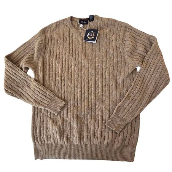 NWT Allen Solly Womens Cashmere Cable Knit Tan Preppy Pullover Sweater Size Medi - Picture 4 of 12